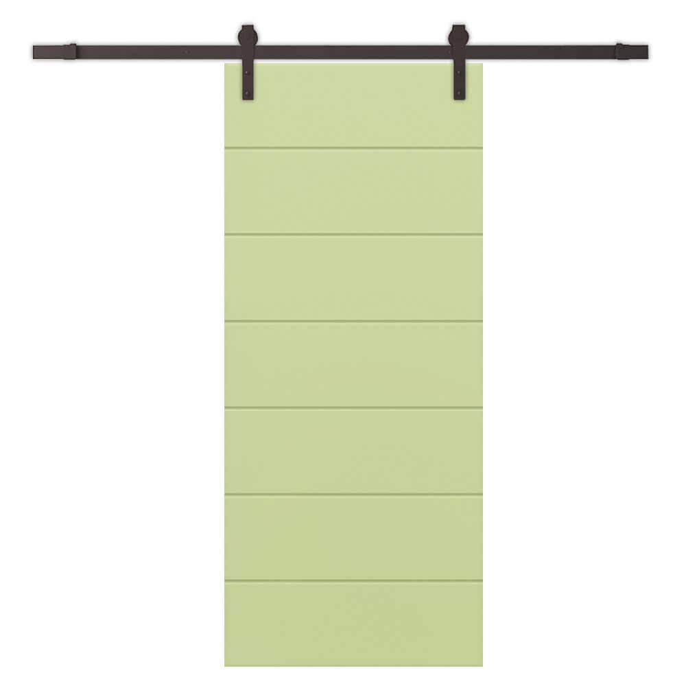 36 in. x 96 in. Sage Green Painted Composite MDF Paneled Interior Sliding Barn Door with Hardware Kit price history on PriceWatchPro