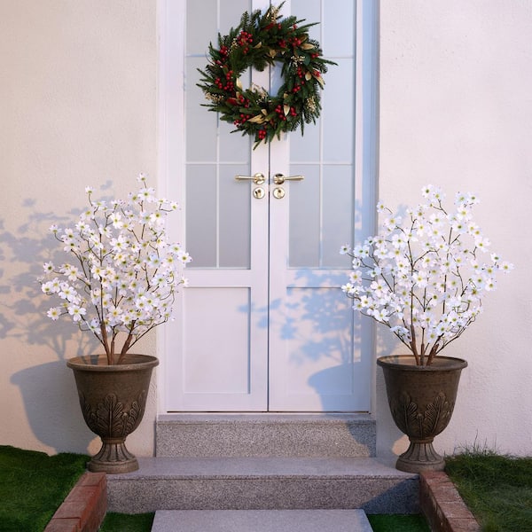 DR.Planzen 3 ft. Artificial Dogwood Flowers with White Faux