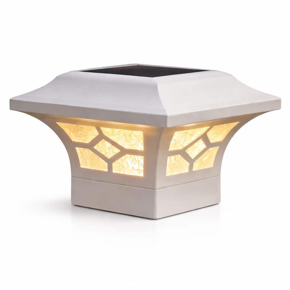 CLASSY CAPS Kingston White Integrated LED 2 x 2 Solar Deck Post
