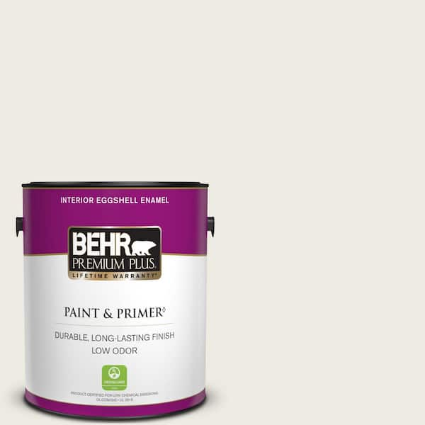 BEHR PREMIUM PLUS 1 gal. #GR-W08 Arcade White Eggshell Enamel Low Odor Interior Paint & Primer