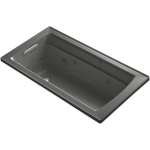 KOHLER Archer 5 ft. Acrylic Rectangular Drop-in Whirlpool Bathtub in Thunder Grey