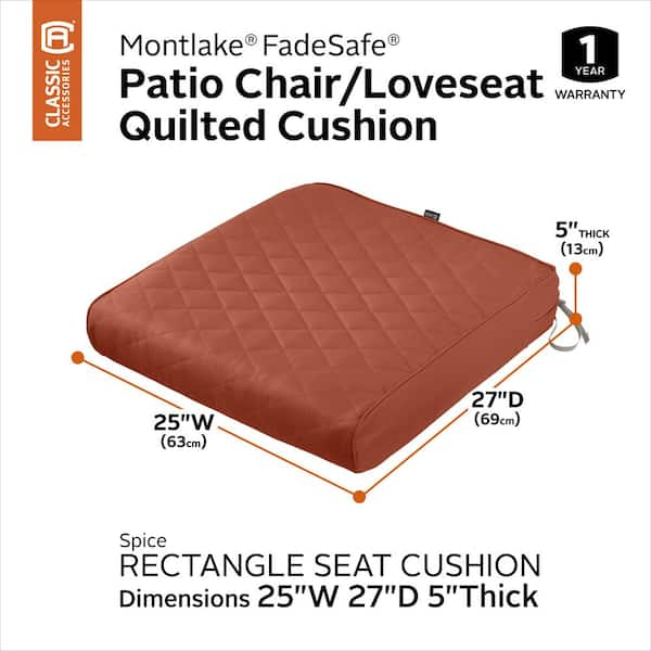 Classic Accessories Montlake FadeSafe 21 in. W x 19 in. D x 3 in. Thick  Chamomile Rectangular Outdoor Quilted Dining Seat Cushion 62-009-CREAM-EC -  The Home Depot