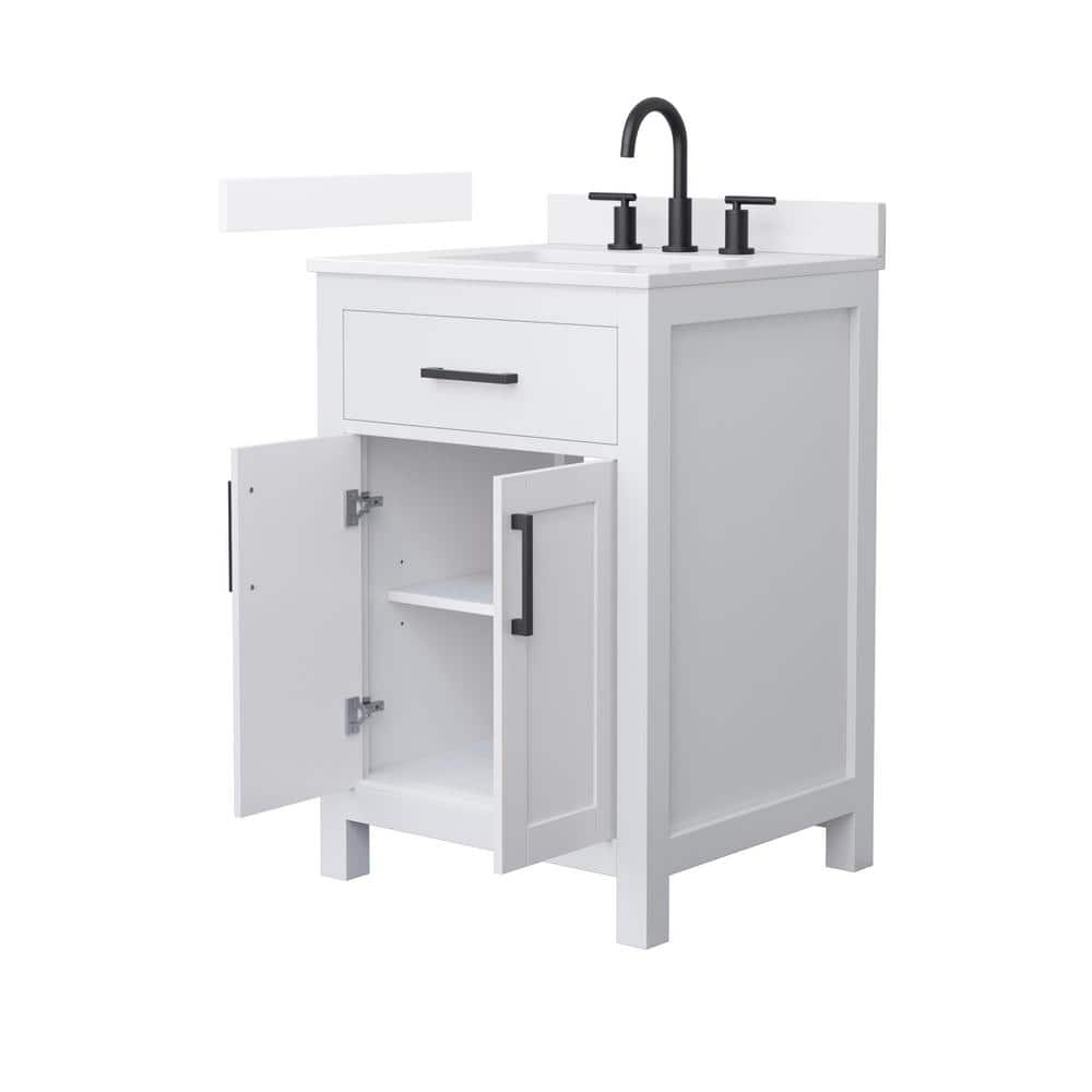 Beckett 24" White Freestanding Single Bathroom Vanity with Quartz Top
