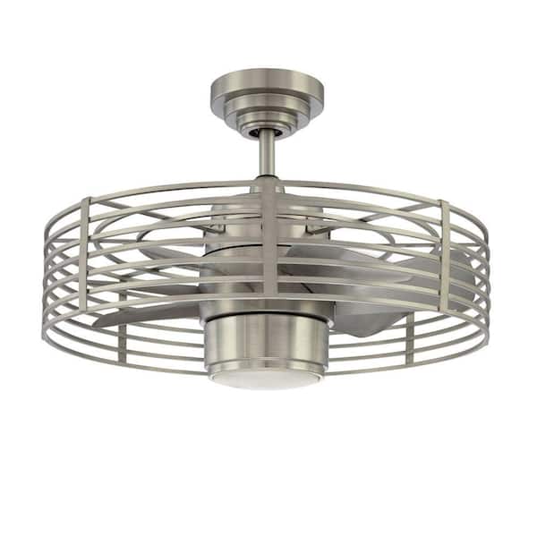 Designers Choice Collection Enclave 23 in. Satin Nickel LED Ceiling Fan with Light and Wall Control