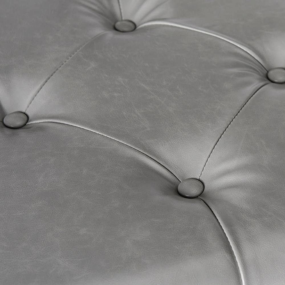 Marcella Gray Tufted Bench with Chrome Legs