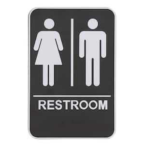9 in. x 6.5 in. Acrylic Unisex Restroom and Pictogram Braille Sign
