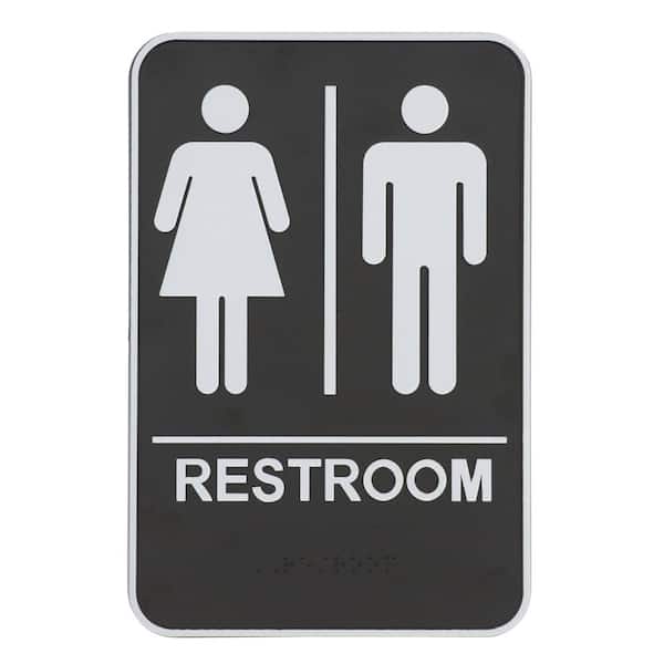 9 in. x 6.5 in. Unisex Restroom ADA Braille Sign