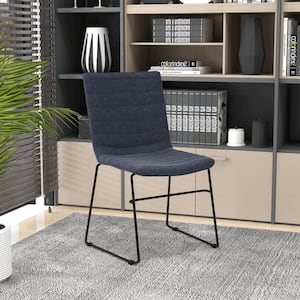 Ergonomic Office Chair Upholstered Guest Side Chair with Powder-Coated Stainless Steel Base Zylar Series in Dark Blue