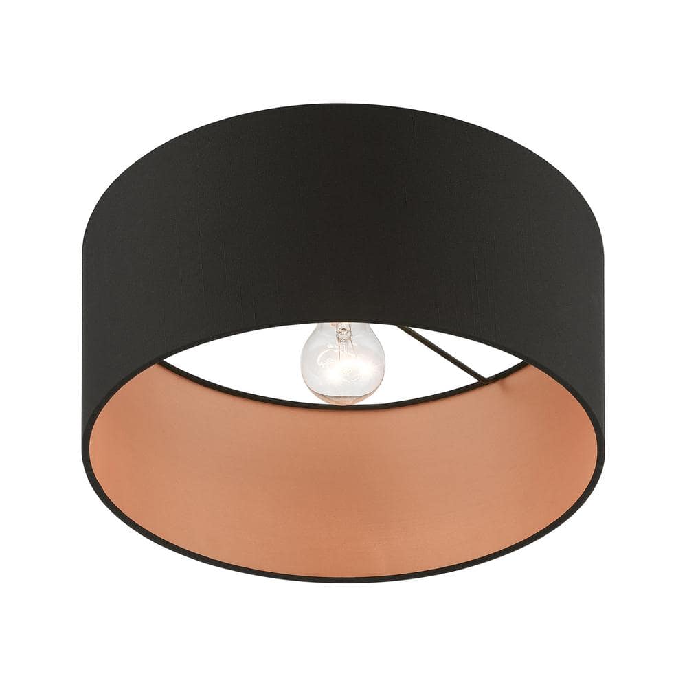 Sentosa Black Steel Drum LED Semi-Flush Mount for Indoor/Outdoor