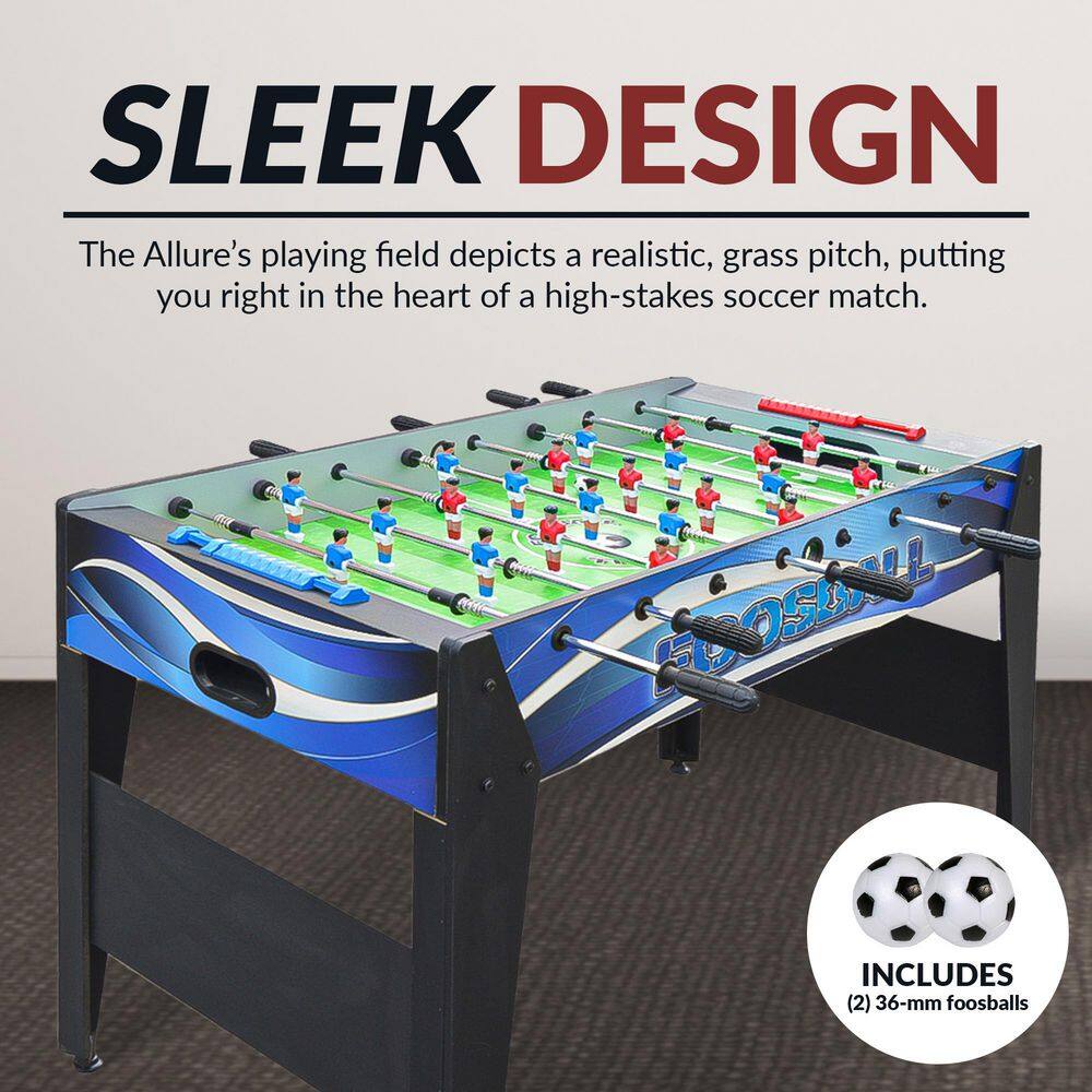Allure 48-Inch Black and Blue Foosball Table with Engineered Wood