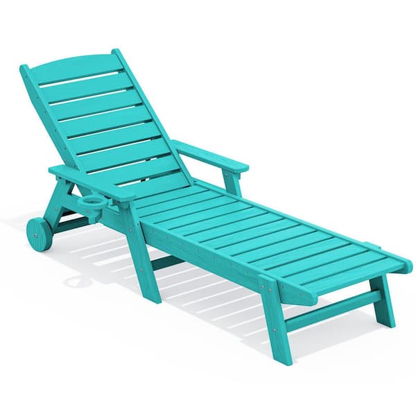 JEAREY HDPE Aruba Blue Adjustable Outdoor Lounge Chair (1-Pack)