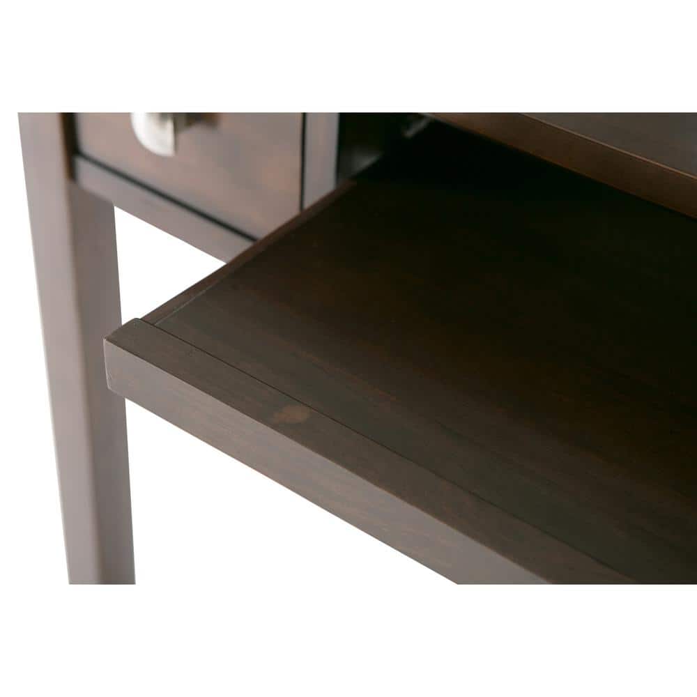 Rich Tobacco Brown Pine Wood Writing Desk with Drawers