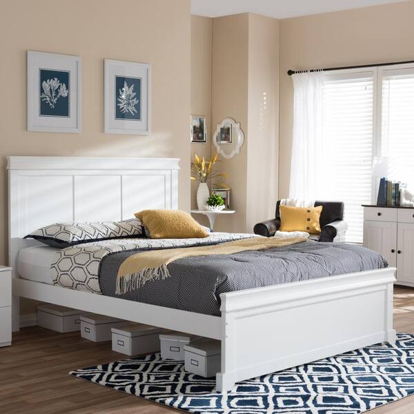 Baxton Studio Amber White King Platform Bed