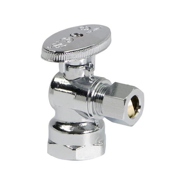 SharkBite 1/2-in Fip x 1/4-in Od Compression Brass Quarter Turn Stop Angle  Valve in the Shut-Off Valves department at
