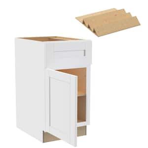 Washington 18 in. W x 24 in. D x 34.5 in. H Vesper White Plywood Shaker Assembled Base Kitchen Cabinet Left Spice Tray