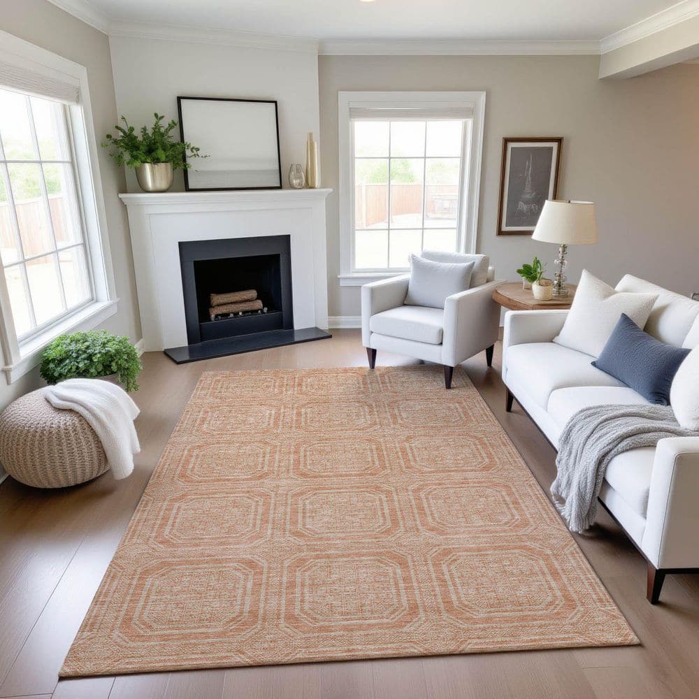 Peach Abstract Rug Addison Rugs Mayfield Premium Machine Washable Abstract AMF1451 Peach 8 ...