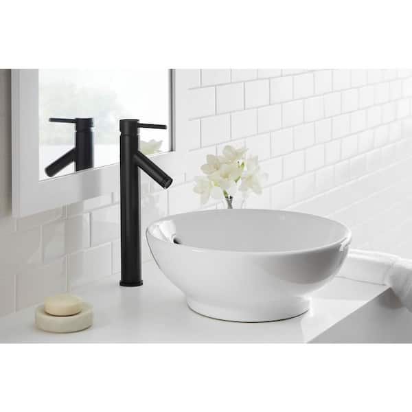 Modern Single-Handle Single-Hole Vessel Sink Faucet in Matte Black
