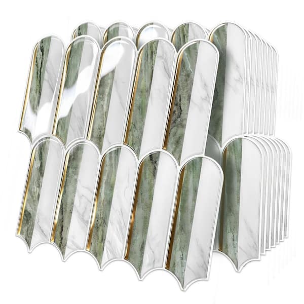 Green Peel and Stick Backsplash Tiles 12 in. x 12 in. Self-Adhesive Vinyl Wall Tile for Kitchen, Bathroom, RV (10-Pack)