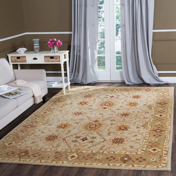 Antiquity Grey Beige/Sage 10 ft. x 14 ft. Border Area Rug