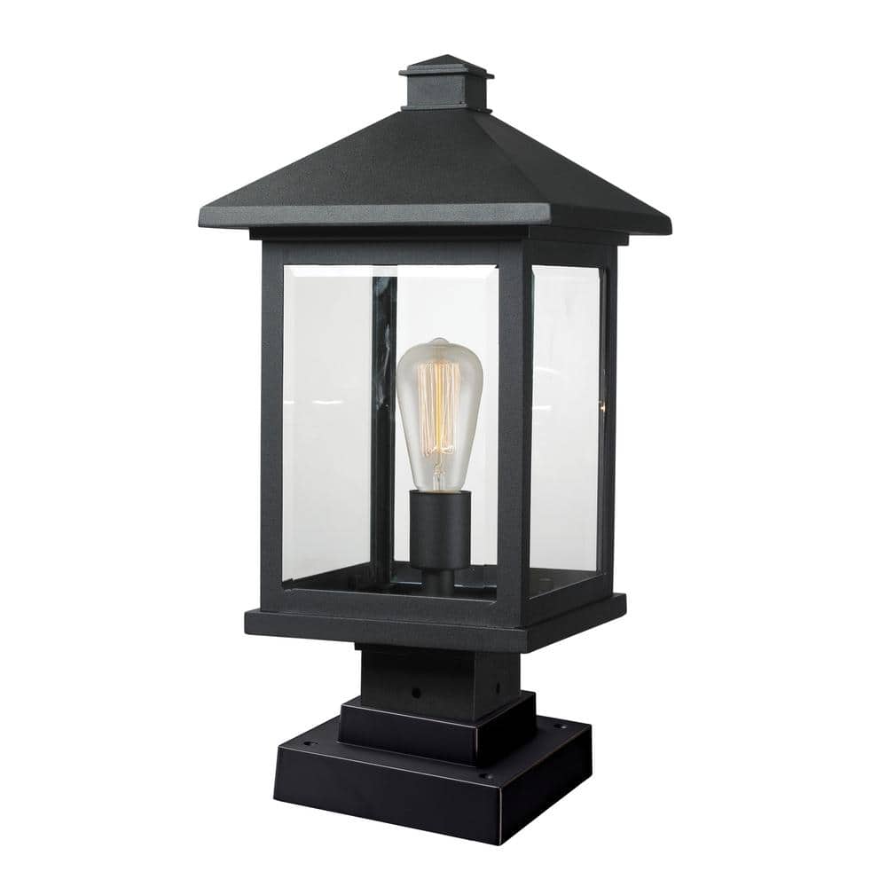 Portland 19 .5 in. 1-Light Black Aluminum Hardwired Outdoor Weather Resista