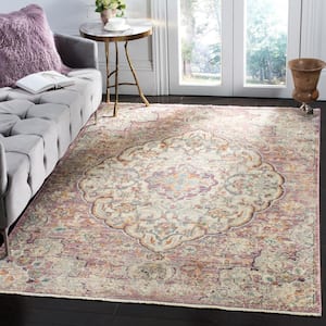 Illusion Cream/Rose 4 ft. x 4 ft. Floral Medallion Square Area Rug