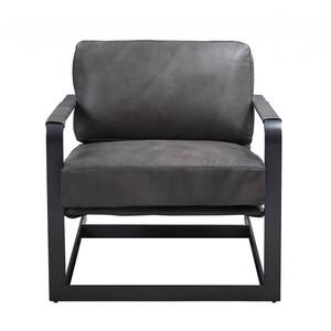 Amelia 28 in. Gray Leather Arm Chair
