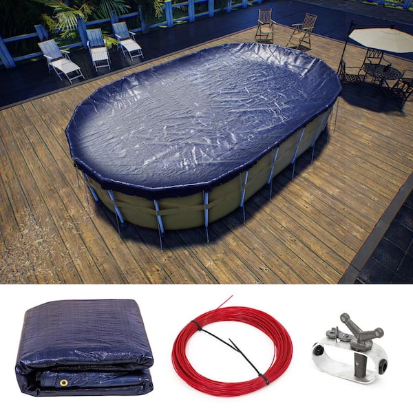COLOURTREE 10 ft. x 16 ft. Premium Oval Navy Blue Above Ground Winter Pool  Cover with 4 ft. Overlap - 100 GSM TFBV1016-7 - The Home Depot