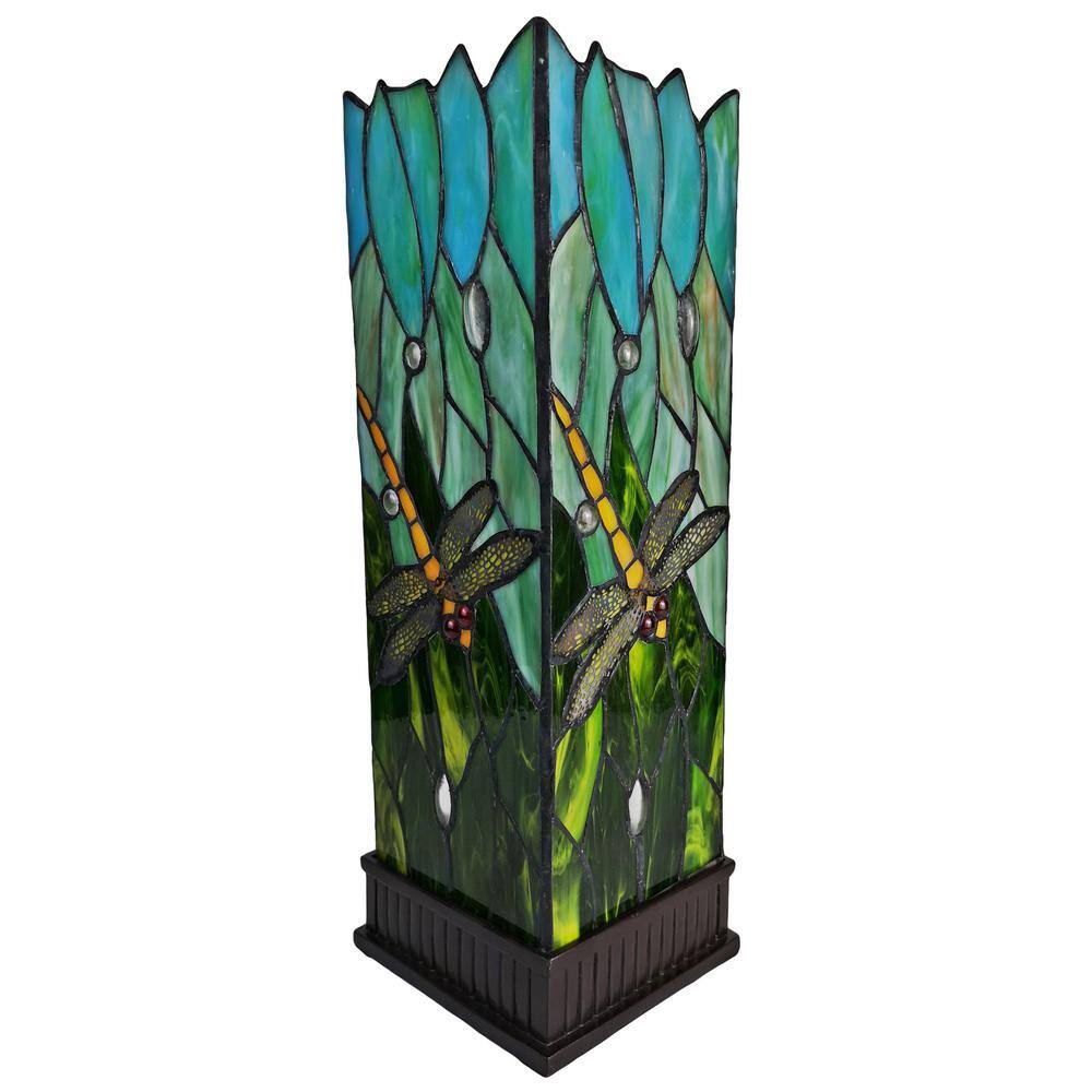 Tiffany Style Multicolored Stained Glass Dragonfly Nightstand Lamp