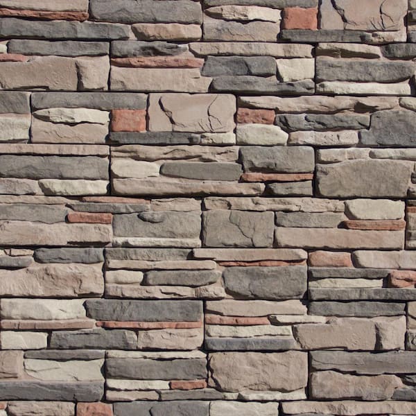 M-Rock Easy Stack 5 in x 20 in. Elk Creek No Mortar Concrete Ledge Stone Flat Panel 100 sq. ft. Crated