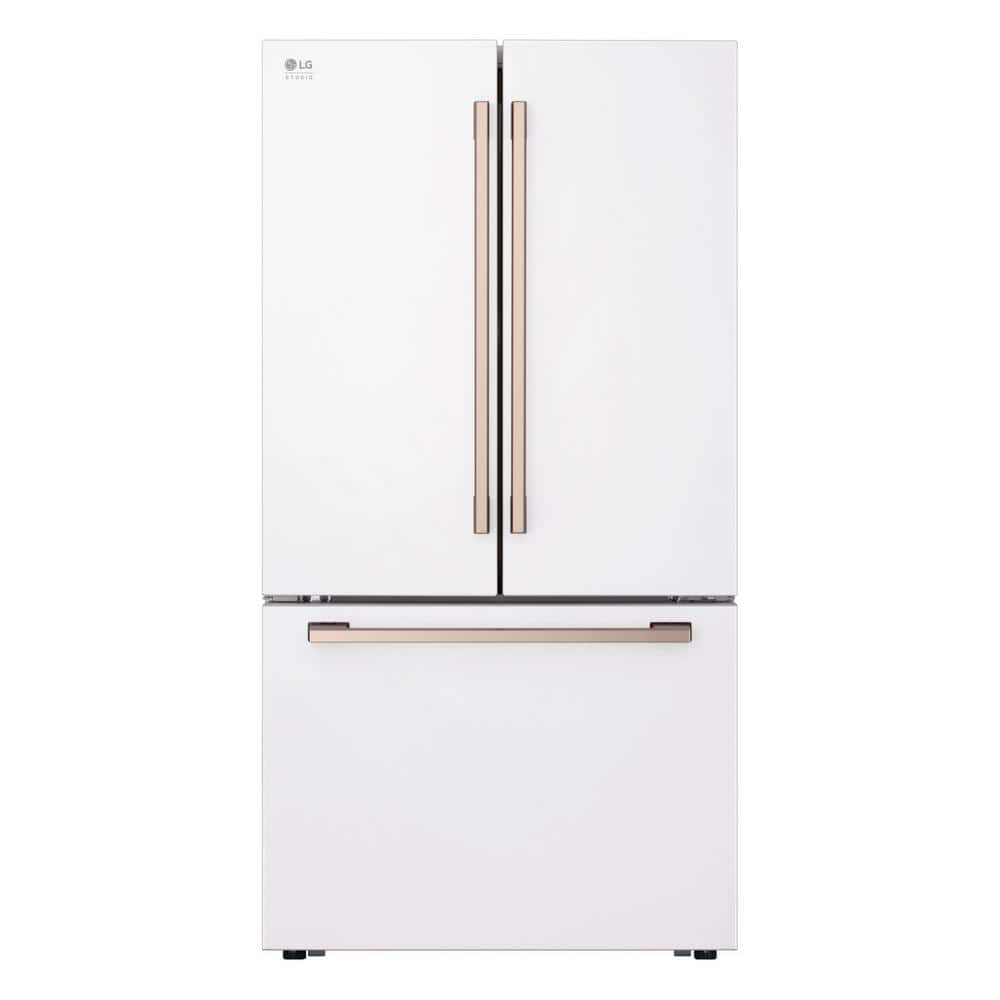 STUDIO 27 cu. ft. SMART Counter Depth 3-Door French Door Refrigerator in Essence White with Water and Ice -  LG, SRFB27W3