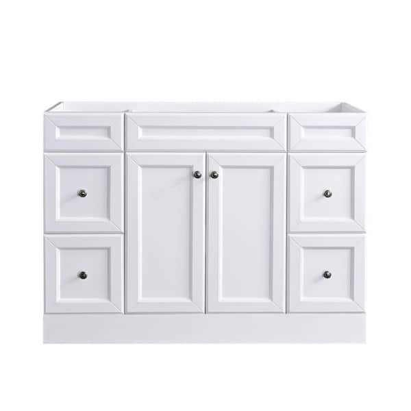 ANTFURN 46.80 in. W x 21.45 in. D x 34.71 in. H Bath Vanity Cabinet without Top in white with 4 drawers; with 2 doors;