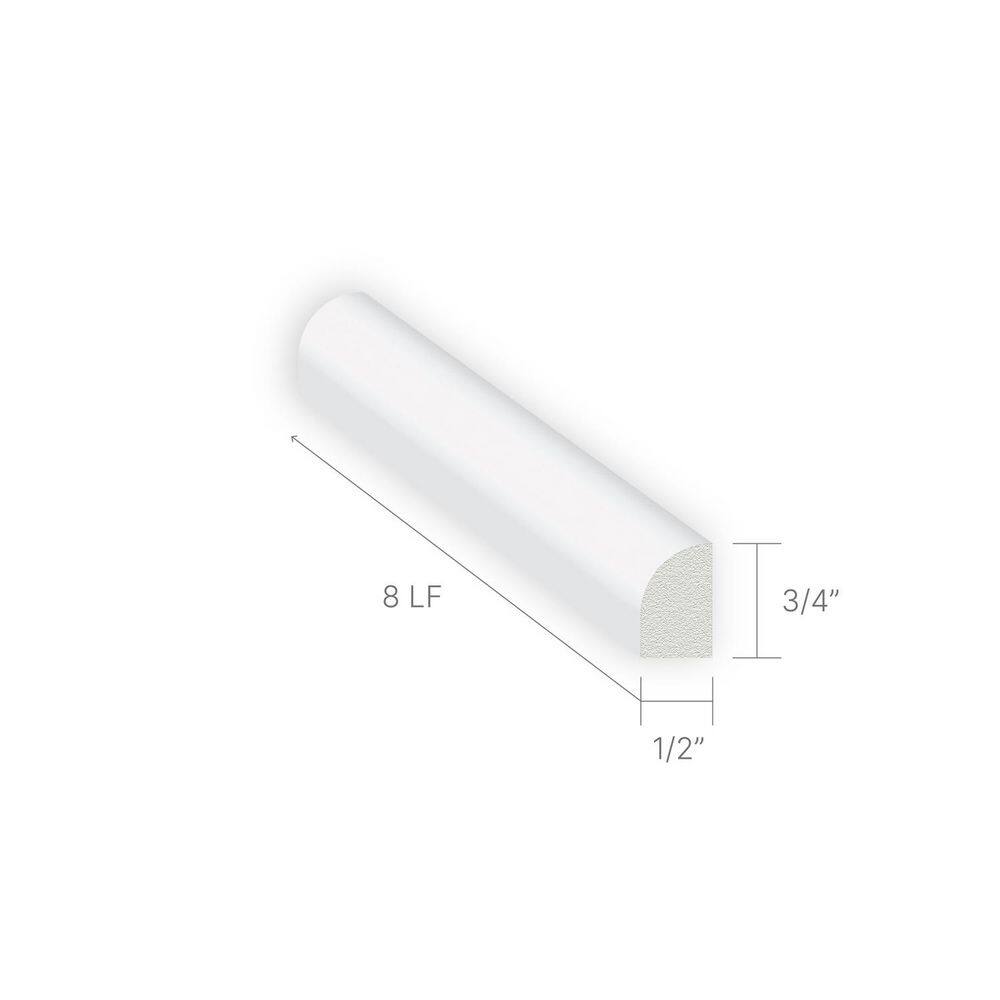 MTRIM 3/4 in. x 1/2 in. x 96 in. Shoe Base White Prepainted Waterproof ...