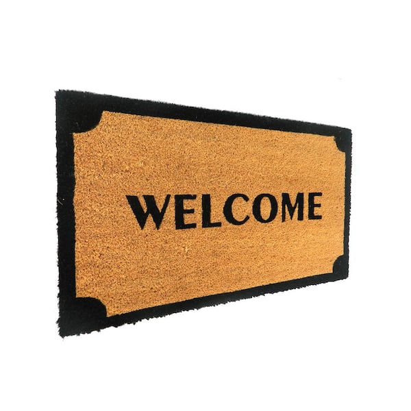 Welcome Natural 18 in. W x 30 in. L Coir Non-Slip Indoor Outdoor Door Mat