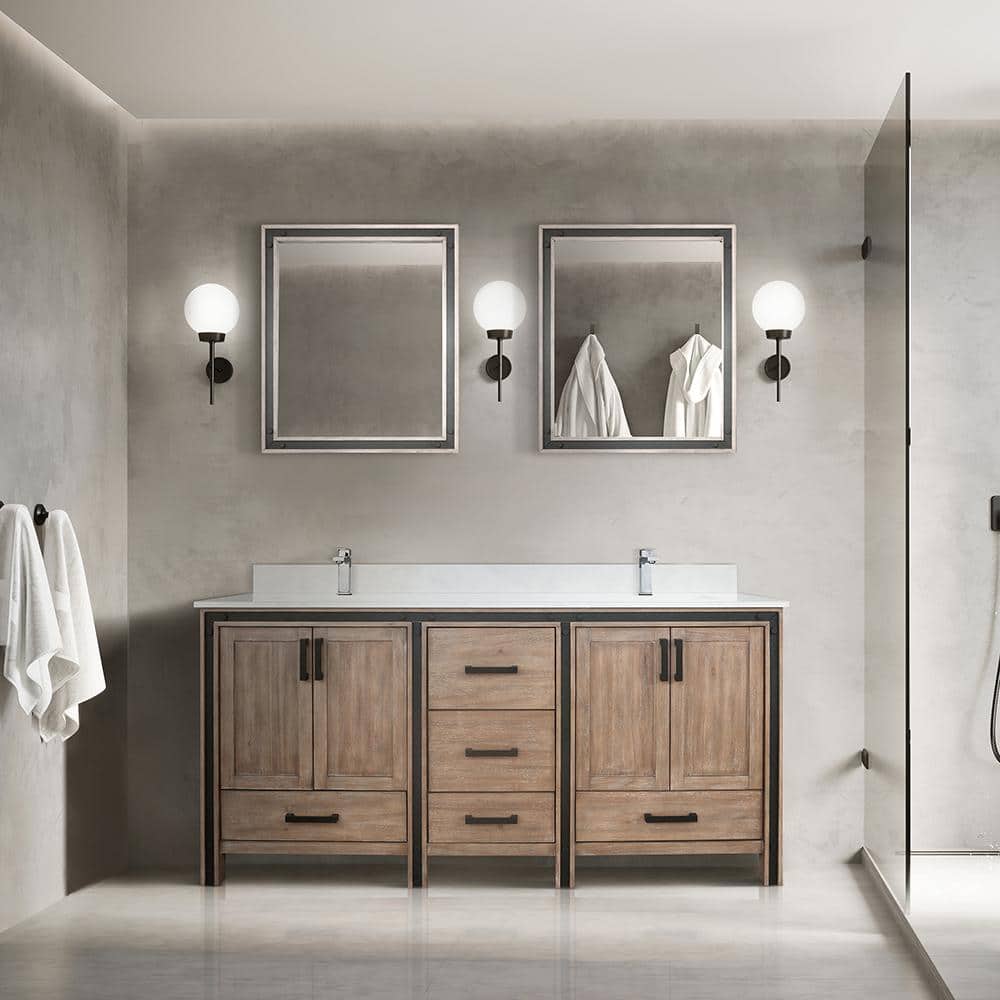 Rustic Barnwood 72" Double Vanity with Cultured Marble Top
