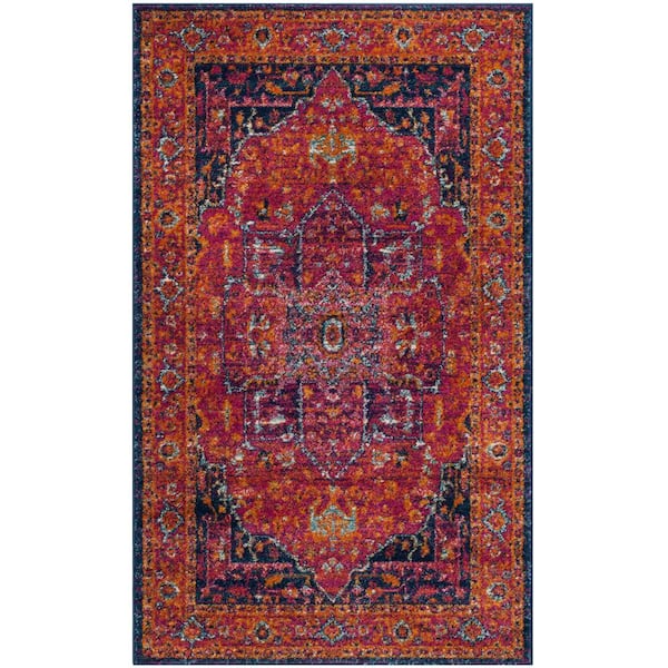 SAFAVIEH Evoke Fuchsia/Orange Doormat 3 ft. x 5 ft. Border Area Rug