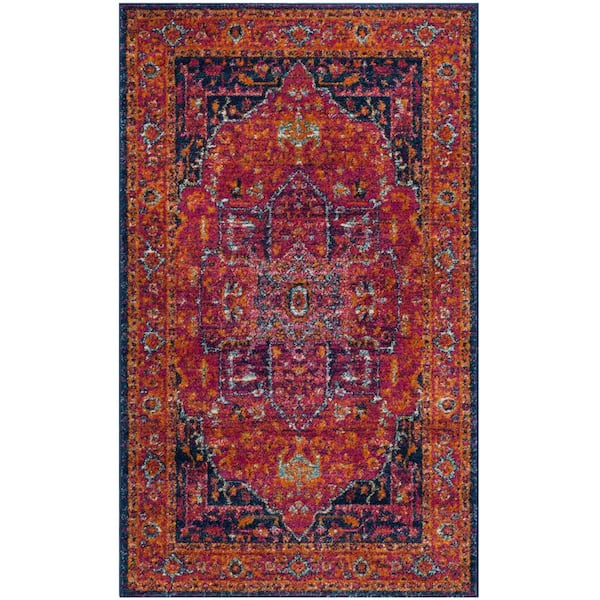 SAFAVIEH Evoke Fuchsia/Orange 3 ft. x 5 ft. Border Area Rug