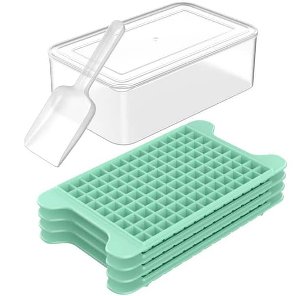 Mini Nugget Ice Cube Tray with Storage Bin, Easy Release Small Crushed Ice Maker Tray with Container for Freezer