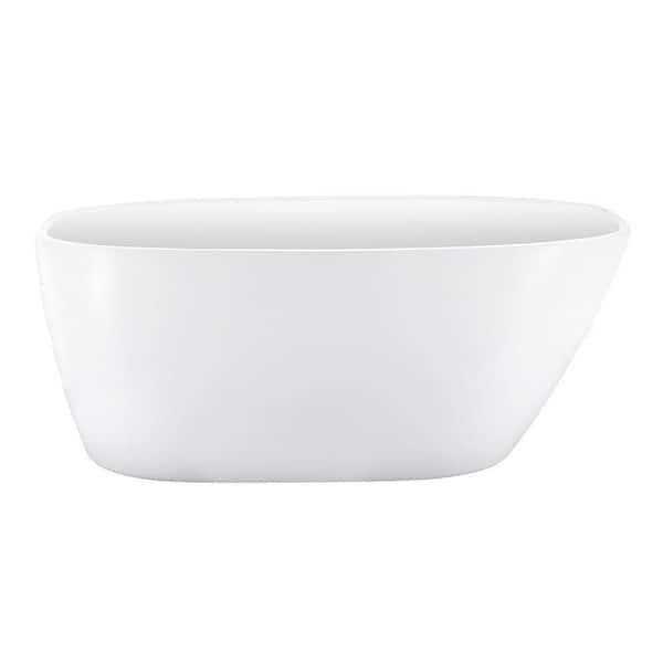 EPOWP 63 in. Acrylic Freestanding Flatbottom Non-Whirlpool Bathtub in White