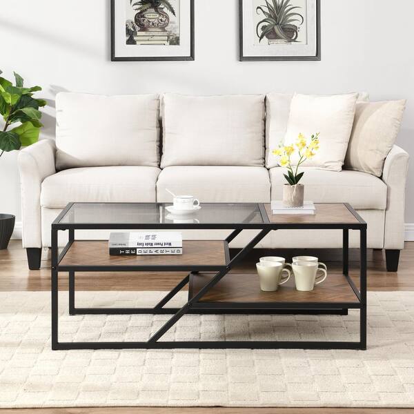 Bestier Round Coffee Table with Storage, Living Room Tables with Sturdy  Metal Legs, Retro Grey Oak