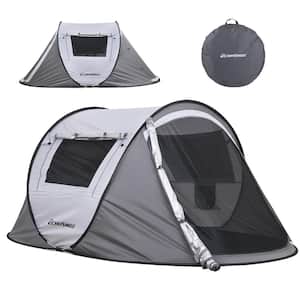 EchoSmile 2-Person White and Grey Pop Up Camping Tent