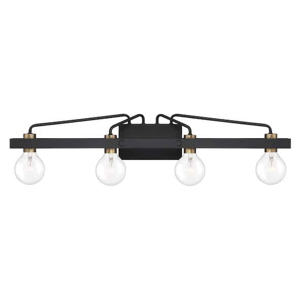 Ravella 33.25 in. 4-Light Black Industrial Vanity Light