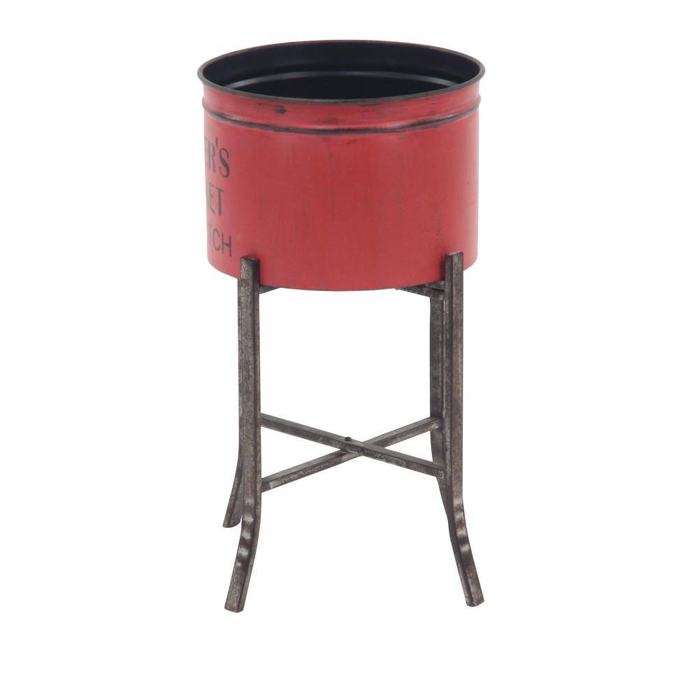 Farmhouse Multi Colored Iron Planters with Stands, Set of 3