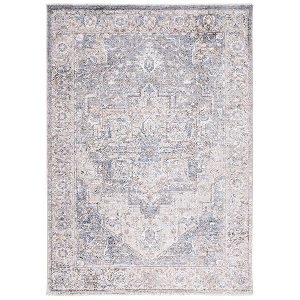 Jasmine 4 ft. x 6 ft. Gray/Blue Distressed Ornate Area Rug