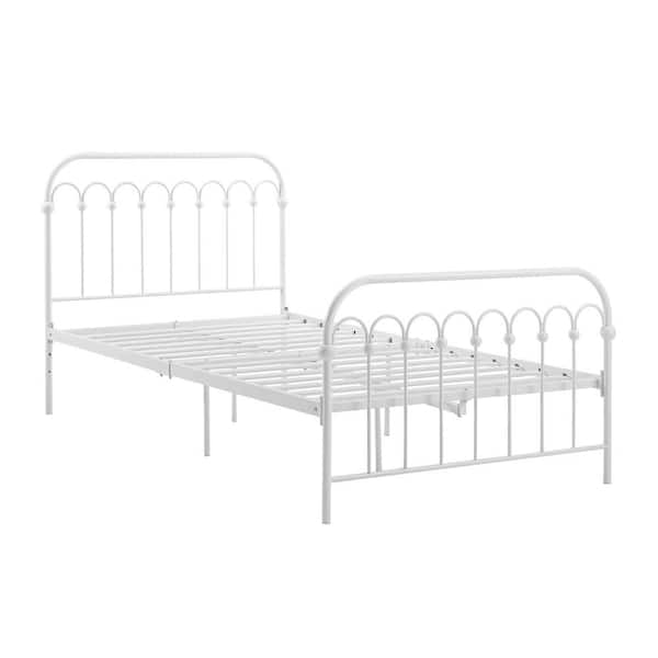 Bright Pop White Twin Metal Bed