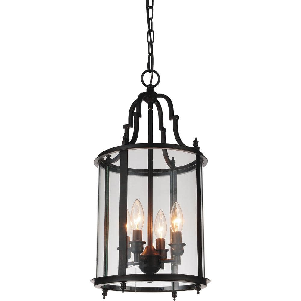 Bronze and Glass Mini Drum Pendant Light