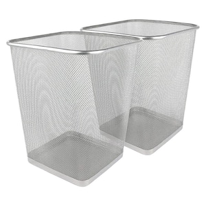 6 Gal. Silver Metal Mesh Square Trash Can (Sets of 2)