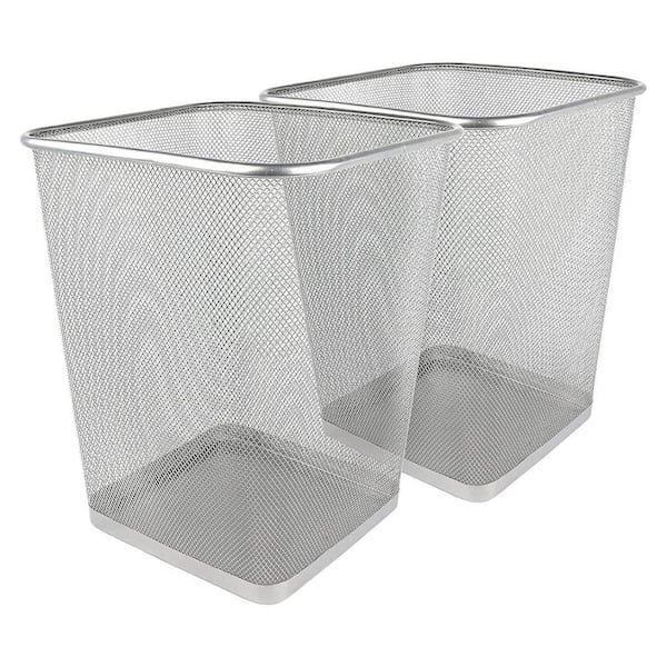 Unbranded 6 Gal. Silver Metal Mesh Square Trash Can (Sets of 2)