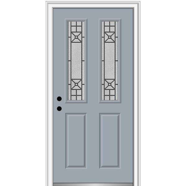 MMI Door 34 in. x 80 in. Courtyard Right-Hand 2-Lite Decorative Painted Fiberglass Smooth Prehung Front Door, 4-9/16 in. Frame