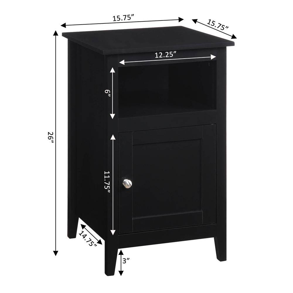 Black MDF Square End Table with Storage Cabinet