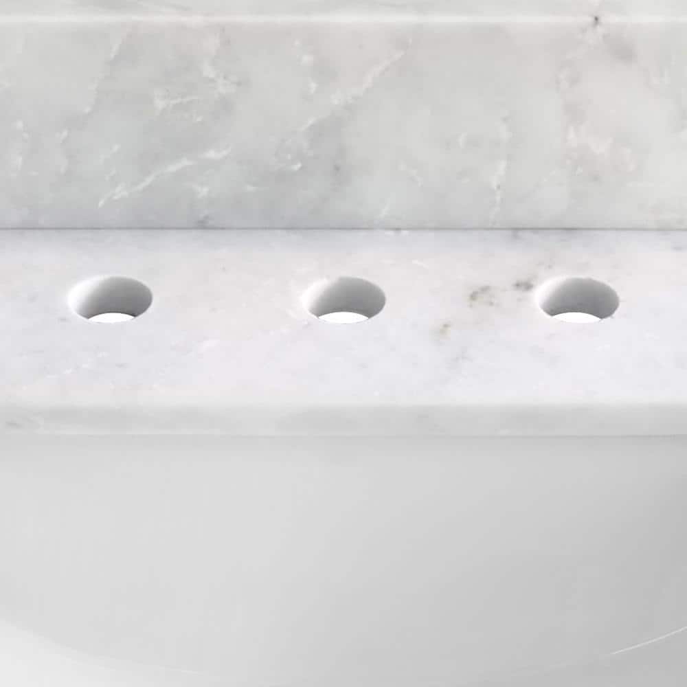 31'' White Marble Single Sink Bathroom Vanity Top with Backsplash